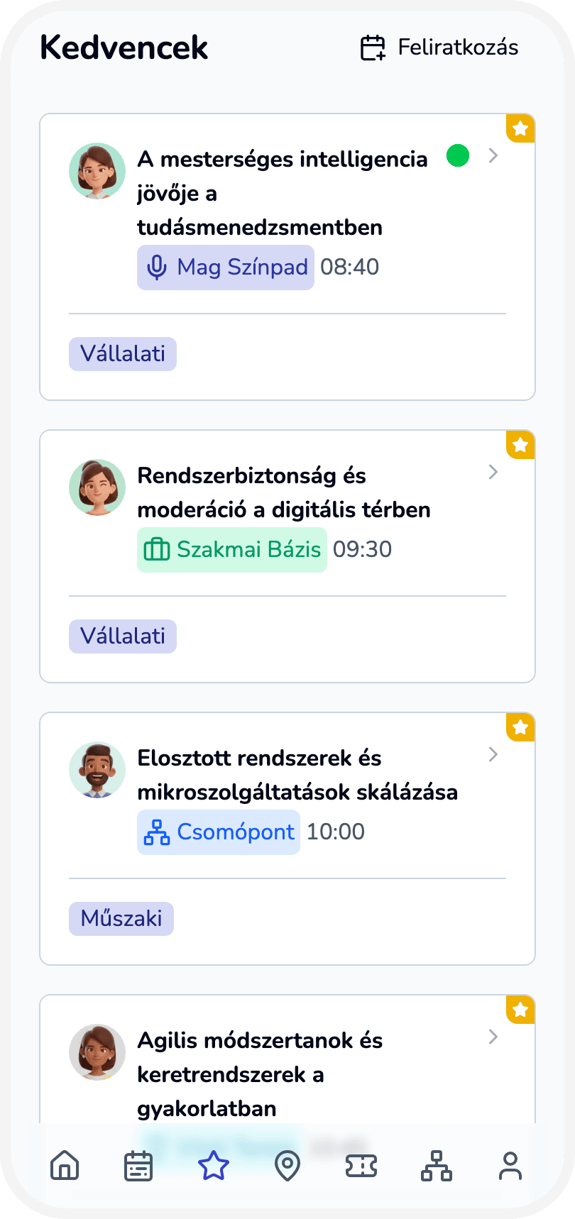 Saved sessions in the Attendeum conference app
