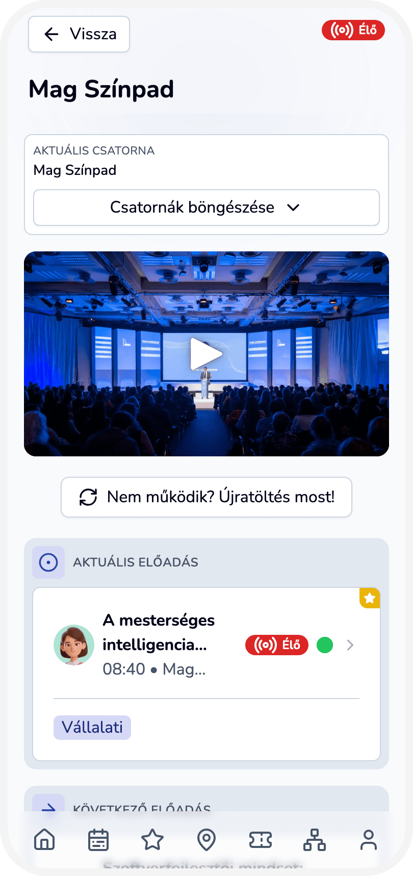 Live stream playback in the Attendeum conference app