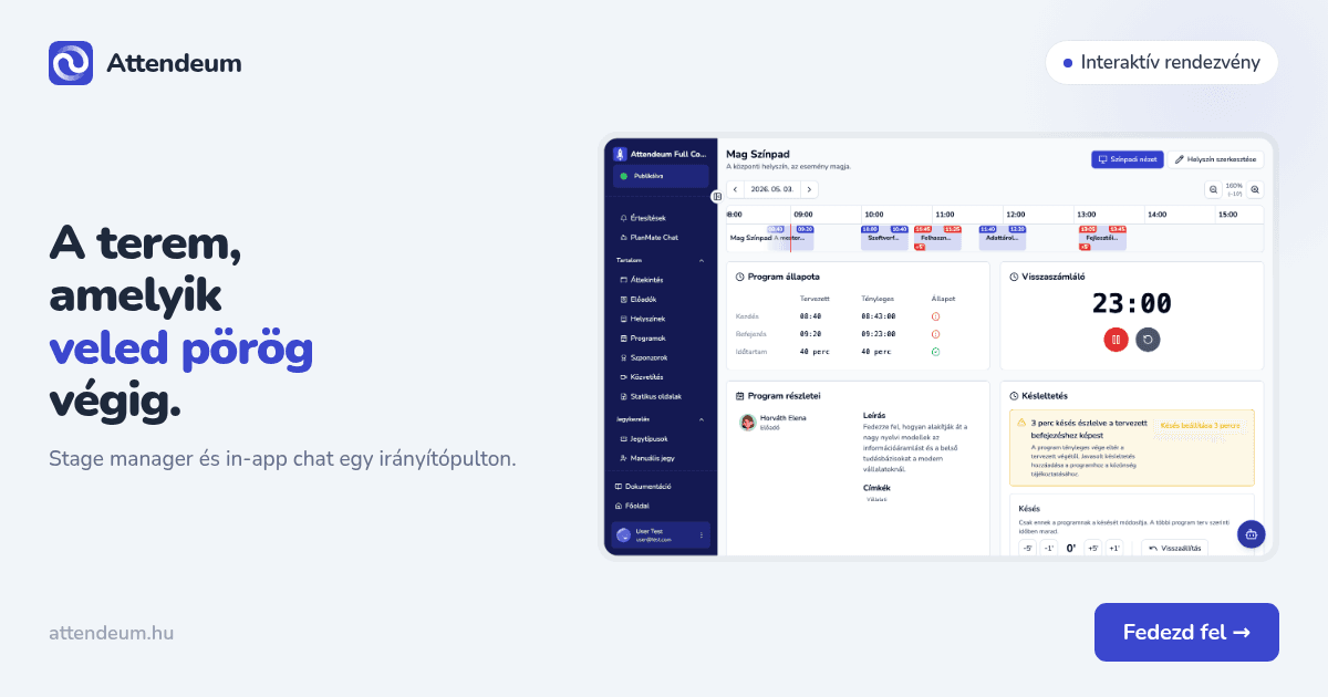 Interaktív rendezvény: stage manager és in-app chat egy irányítópulton